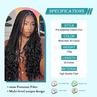 Extensions de cheveux à tresser pré-étirées en fibre haute température, 24 pouces, 150g, boucles spirales françaises douces, double trame, pour machine