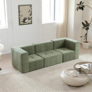 Modular 3-Seater <b>Cream</b> Fabric Corner Sectional <b>Sofa</b> Set Vacuum-Sealed Compressed for Living Room Apartment Comfortable Chairs - Product Image 2