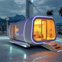 Capsule hôtelière intelligente de luxe en gros, maisonnette préfabriquée en acier pour camping, vacances, parc, école, appartement, design graphique