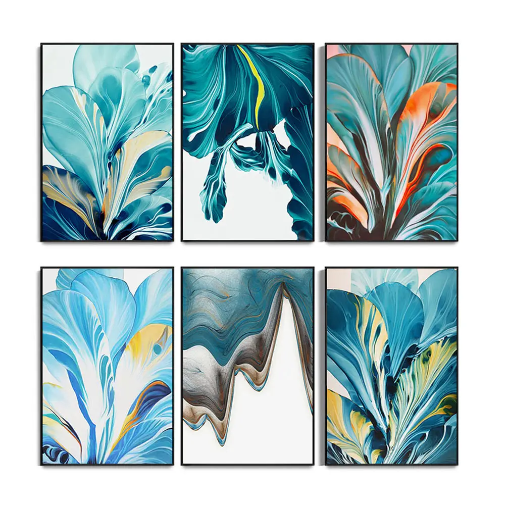 Slaapkamer Muur Decor Moderne Groothandel Gedrukt Schilderij Geblactomized Bloem Gedrukt Kunst 8 Stuks/Carton Boxcosplaycanvas Afdrukken Blauw