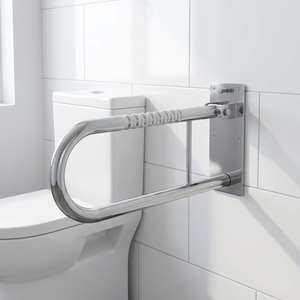 Barre de sécurité pliable pour toilettes et barre d'appui pour personnes handicapées, accoudoir mural avec poignée rembourrée - Product Image 1