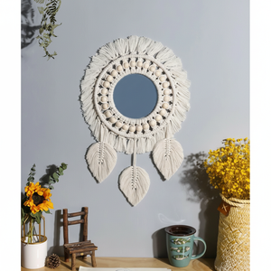 Ornements Chambre Décor À La Main Tissé Cadre Boho Tapisserie Bohême Intérieur Décoratif Macramé Miroir Tenture Murale - Product Image 1