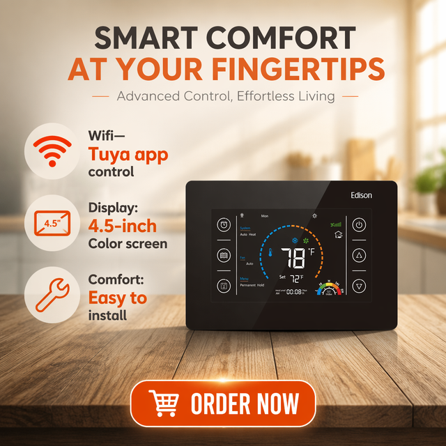High Quality 24V WiFi Smart Touch Screen Thermostat ABS PVC Energy Saving HVAC Controller 18-Month Graphic Design School