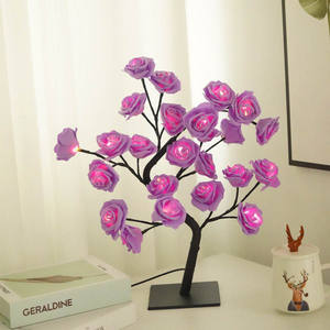 Luces de mesita de noche Led regalo decoración de la habitación del hogar árbol de rosas lámpara de mesa Usb 24leds flor <span class=keywords><strong>para</strong></span> fiesta boda Navidad 32 transparente - Product Image 5