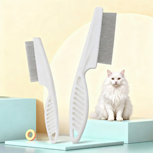 犬と猫のグルーミングのための高密度歯PP & ステンレススチール針ペットコーム & ブラシ-フリーディープルーズファー除去 - Product Image 1