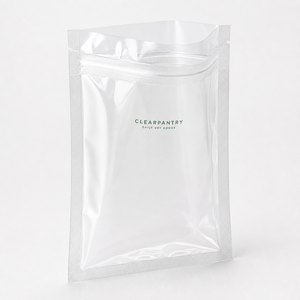 Sacchetto in Plastica PE Personalizzato, Spesso e Trasparente, con Fondo Piatto e Chiusura a Zip Richiudibile per Frutta Secca, Snack e Confezionamento Alimentare - Product Image 3