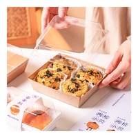 Boîte à pâtisserie jetable en papier de qualité alimentaire 12 cm x 12 cm, carrée, pour sandwichs, desserts, gâteaux, pâtisseries, emballage à emporter avec couvercle transparent