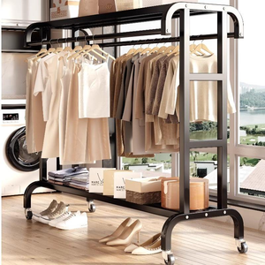 <span class=keywords><strong>Porte</strong></span>-vêtements en acier avec roues roulantes et organisateur de cadre de séchage de couette - Product Image 3