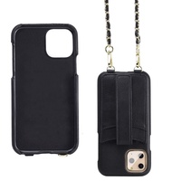 Cuir véritable de grain supérieur sac poche avec fentes pour cartes sac à main bandoulière collier de luxe portefeuille téléphone étui pour iphone 11 pro