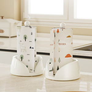 Kitchen Countertop Paper Towel Holder with <strong>Rotating</strong> Roll Holder and <strong>Food</strong> Storage Bag Rack <strong>Standing</strong> Lazy Hand-Wiping Organizer - Product Image 3