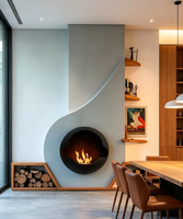 Poêle à granulés de bois élégant et original, autoportant, au design artistique courbé, pour chauffage au feu de bois véritable, décoration contemporaine