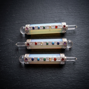 Handmade Seven Chakra Healing Stick <b>Natural</b> Agate Gemstone Inlay Pendulum Art Collectible Feng Shui Craft From Gujarat - Product Image 6