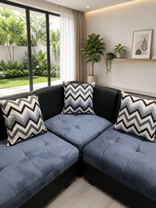 Opulent Luxury Sectional Lounge Seating Arrangement with Side Table and Solid <b>Wood</b> <b>Frame</b> for Living Room - Product Image 4