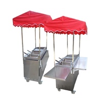 Chariot de restauration rapide d'extérieur convertible en acier inoxydable à trois niveaux avec 4 roues, chauffage intégré, résistant à la rouille, grill à gaz facile à utiliser