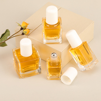 Botol Roller Persegi Kaca Mini Portabel 5ml 10ml 15ml 30ml yang Dapat Digunakan Kembali dengan Bola Roll Baja Tahan Karat
