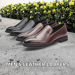 Mocasines de vestir para hombre, sin cordones, de PU, impermeables, antideslizantes, en negro/marrón, zapatos formales de oficina, tallas 38-48, zapatos negros para hombre - Product Image 2