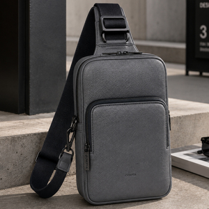 GORFIA Nouvelle Sacoche de Ceinture en Cuir PU Gaufré pour Homme, Conception Personnalisée OEM, Sacs Bandoulière avec Sangle Réglable pour Voyage et Entraînement - Product Image 1