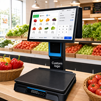 Caisse enregistreuse, terminal de point de vente, système tout-en-un, double écran, écran tactile capacitif 15,6 pouces, balance intégrée, imprimante intégrée