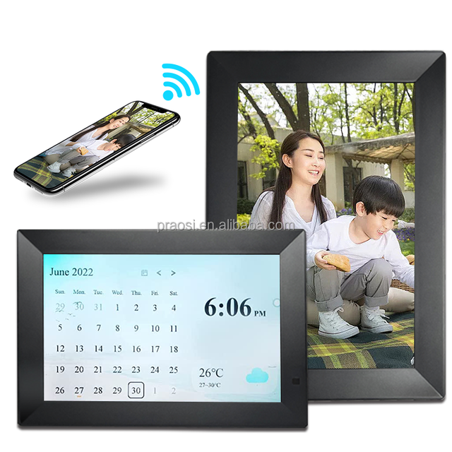 2024 New Design 10 Inch WiFi Smart Digital Picture Photo Frame With Calendar Clock Alarm + Weather Station Functions