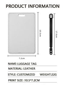 Custom Logo PU Leather Sublimation Blank Luggage Tags DIY Design Suitcase Tags with <b>ID</b> Card <b>Holder</b> for Office & School Use - Product Image 5