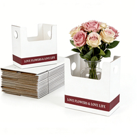 Support de bouquet pliable en carton ondulé personnalisé, boîte pour bouquets floraux, plantes en pot, boîte de livraison de fleurs pour vase