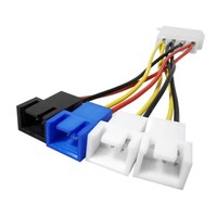 Kabel Regulator Tegangan Splitter Kipas 4-Pin Molex 4-Way, Adaptor Kontrol 3-Kecepatan 5V/7V/12V ke Quad 3-Pin untuk Kipas Pendingin PC