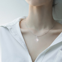 Collier chaîne de pull unisexe avec pendentif trèfle en perle d'eau douce personnalisé, plaqué or et breloque en zircone, vente en gros, OEM ODM en vrac
