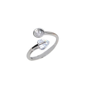 Bague ajustable en argent S925 en forme de cœur pour femme, design ouvert tendance, plateau à accessoires en perles, accessoire de mode semi-fini - Product Image 5