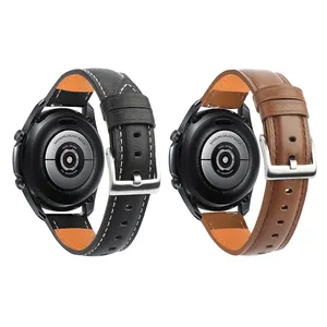 High-End Zakelijke Lederen Horlogebandje Bands Voor Samsung Galaxy Horloge 3 Lederen Band Bandjes 41Mm 45mm Polsband Armband