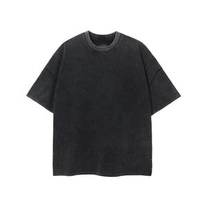 เสื้อยืดคอตตอนถักลายวินเทจไซส์ใหญ่สำหรับผู้ชาย ทรงโอเวอร์ไซส์ คอกลม แขนสั้น ลายพิมพ์ สไตล์ไฮสตรีท - Product Image 4