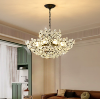 Lustre suspendu moderne en cristal noir en forme de fleur pour hôtel, idéal pour salon - Vente en gros