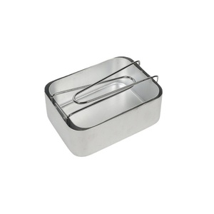 Lonchera portátil de aluminio rectangular de 3-6L con tapa de acero inoxidable, ecológica, con asa de transporte para camping y uso al aire libre. - Product Image 1