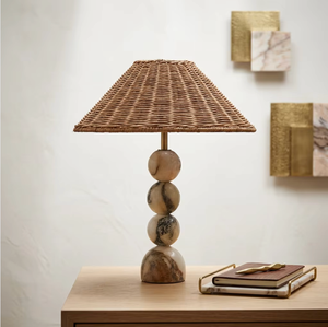 3 Color Dimmable Stone Base Warm White Bedside Table Lamp with Marble Pattern Base Fabric <b>Shade</b> Night <b>Light</b> <b>for</b> <b>Bedroom</b> - Product Image 6
