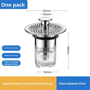 แกนป๊อปอัพป้องกันแมลงกันการรั่วซึมทำจากทองเหลืองสำหรับอ่างอาบน้ำในห้องน้ำที่ทันสมัยแบบกดตัวกรอง304กันแมลงป้องกันการอุดตันกันการรั่ว - Product Image 6