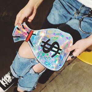 Nuevo creativo dólar forma láser crossbody <span class=keywords><strong>bolsa</strong></span> Mini lindo cadena de oro bolso damas dinero monedero de la moneda - Product Image 1