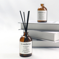 Bouteille diffuseur en verre ambré rond de 100 ml, vide, rechargeable, pour huiles essentielles d'aromathérapie, avec bouchon en liège