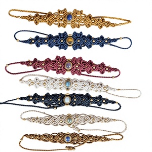 ชุดกำไลข้อมือมาคราเม่ 6 ชิ้น ประดับด้วยอัญมณี งานแฮนด์เมด สไตล์โบโฮ สำหรับผู้หญิง ขายส่ง - Product Image 1