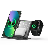 3 In 1 Universele Snelle Multifunctionele Draadloze Telefoonoplader Stand Wekker Rgb Nachtlampje Bureaulamp Met Draadloze Oplader