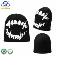 Gorro de Punto Jacquard con Diseño de Dientes de Monstruo Personalizado OEM, Etiqueta Privada, Estilo Gótico para Unisex, Ropa de Calle de Invierno
