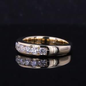 Starsgem Custom 3.2mm DEF VS Lab Diamond Channel Set 10k Yellow Gold Eternity <strong>Ring</strong> <strong>Plus</strong> <strong>Size</strong> Stackable Fine Jewelry - Product Image 3