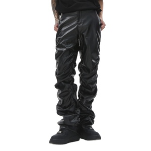 บุรุษกางเกงหนังเงาเงาผู้<span class=keywords><strong>ชาย</strong></span>จีบหนัง PU Streetwear <span class=keywords><strong>กางเกง</strong></span>ลําลองหลวม<span class=keywords><strong>กางเกง</strong></span>หนังพังก์แบบกําหนดเอง - Product Image 1