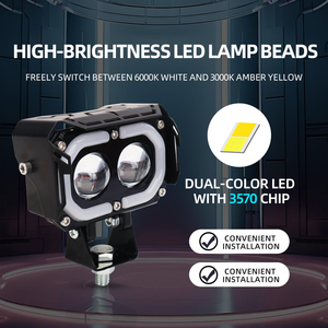 KLT Nuevo Proyector LED de Alta <span class=keywords><strong>Calidad</strong></span> de Doble Color Blanco y Amarillo de Aluminio de 12V para Autos/Motocicletas, Lámpara de Niebla Delantera - Product Image 3