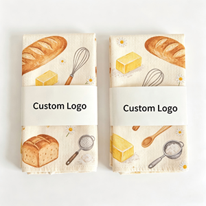 <b>Microfiber</b> Waffle Kitchen Tea Soft Absorbent Dish <b>Towels</b> Decorative Printed Cleaning Cloths With Custom Logo Band - Product Image 1