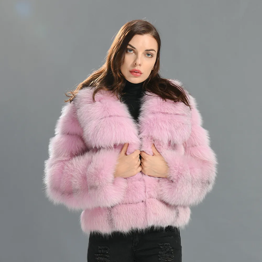 OEM Service High Quality Fashion Ladies Genuine Fluffy Fox Fur Coat Wholesale Winter Women Real Fur Coats Fox