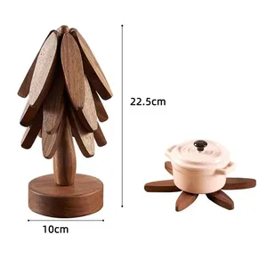 3PCS <b>Tree</b> Design Stand Wooden Decorative Anti Scald Heat Resistant Table Mat Wood Placemats <b>Pot</b> - Product Image 6