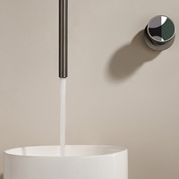 Robinet Mitigeur Mural Dissimulé Tout en Cuivre, Style Minimaliste Moderne, avec Tige de Levage Intégrée, pour Lavabo Chaud/Froid
