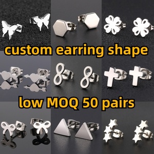 Wholesale Fine Jewelry Earrings Women Custom Shape Flower <b>Stud</b> Earring Gold Plated Stainless Steel Earrings - Product Image 5
