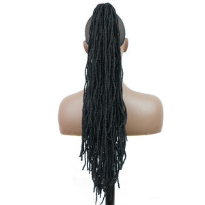 Pelucas trenzadas sintéticas negras africanas con trenzas sucias extensiones de cabello de cola de caballo rizado - Product Image 2