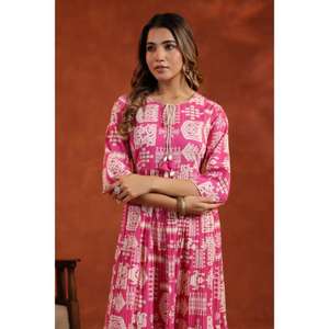 Hecho a mano de alta calidad tradicional indio algodón Kurti conjunto con bordado señoras Kurta para el verano al por mayor nueva moda - Product Image 6