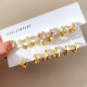 Boucles d'oreilles tendance plaquées or 18 carats, multi-styles, pavées de zircons, avec perles, pour femme, cadeau - Product Image 1